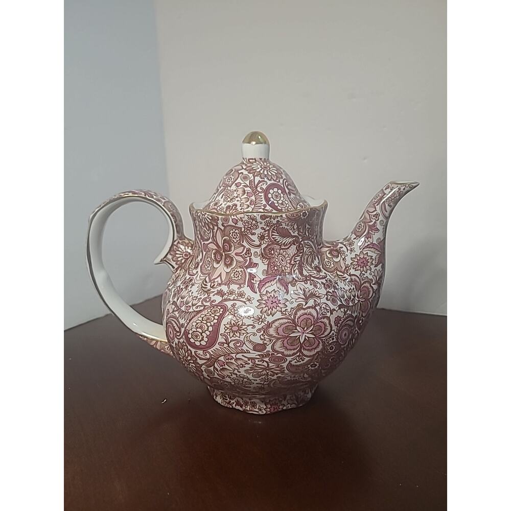 Antique Chintz Reflections Vintage Godinger Floral Porcelain Teapot DIY Decor - Picture 2 of 16